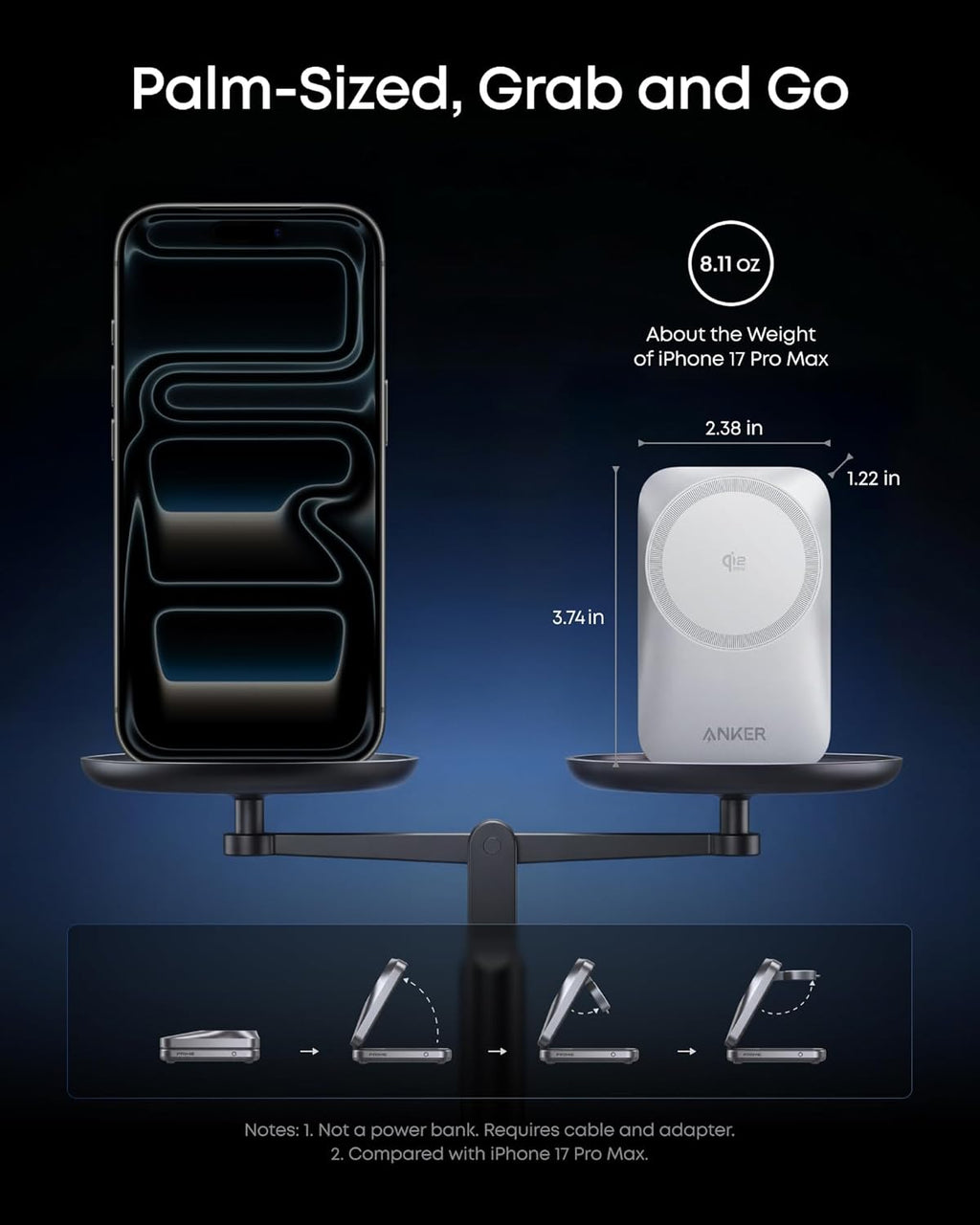Anker Prime Wireless Charging Station (3-in-1, MagGo, AirCool, Foldable) WM