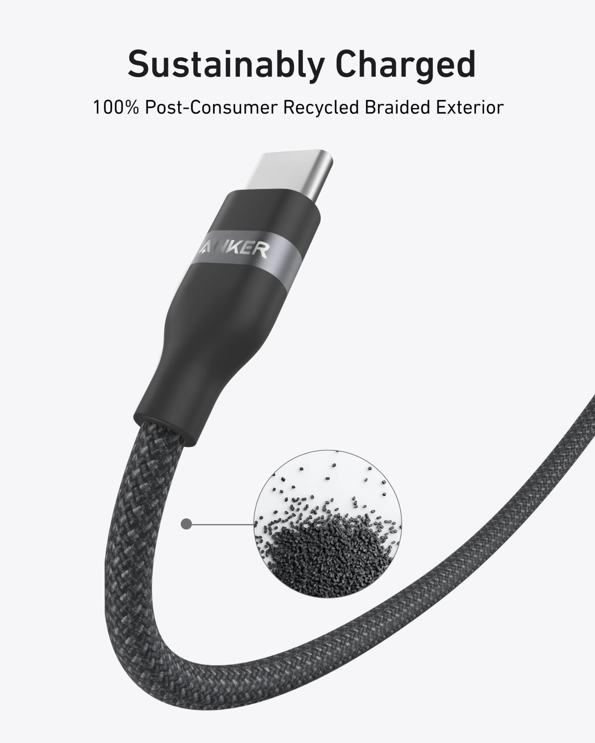 Anker Prime Charger (200W, 6 Ports, GaN)  and Anker USB-C to USB-C Cable (6 ft, 240W, Upcycled-Braided)