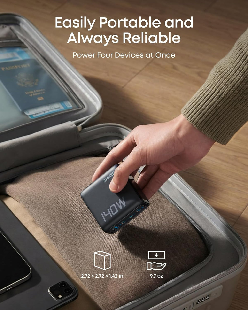 Anker Laptop Power Bank (25K, 165W, Built-In and Retractable Cables) WM