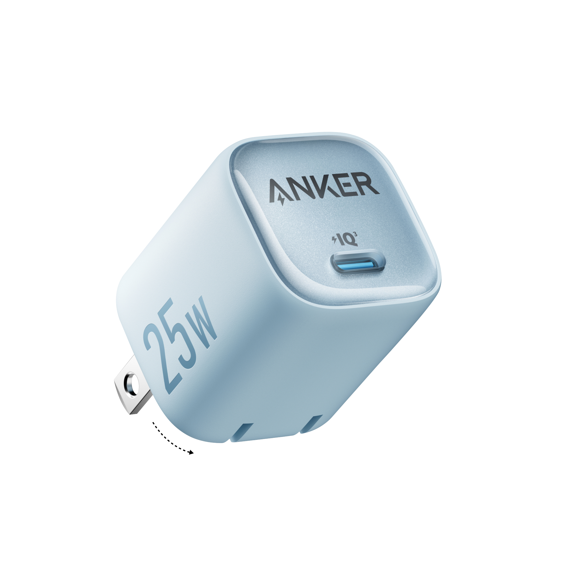 Anker 25W charger in blue for fast charging