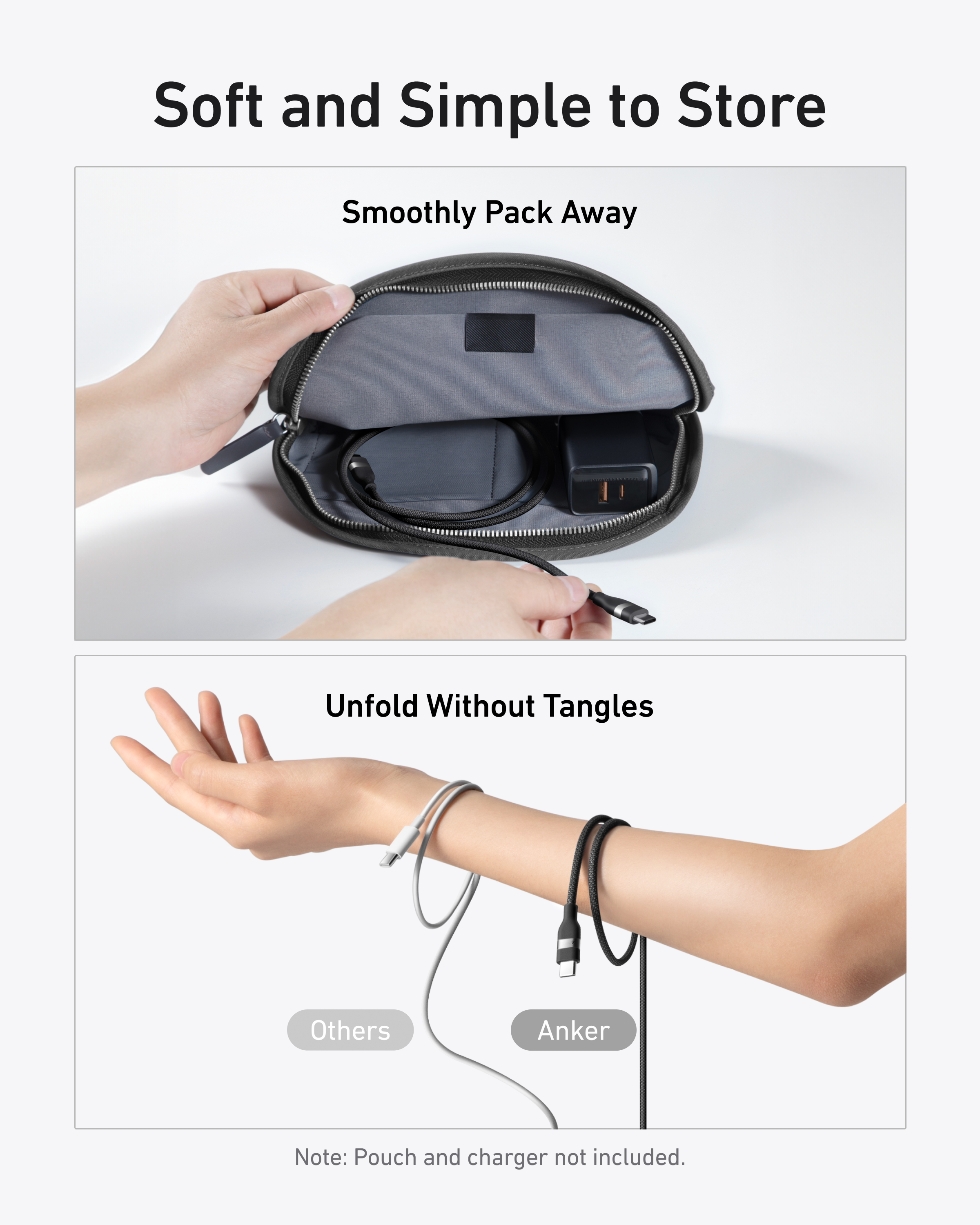 Anker Charger (140W, 4-Port, PD 3.1) with USB-C Cable and Anker USB-C to USB-C Cable (6 ft, 240W, Upcycled-Braided)