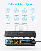Anker power strip showing internal parts with 8-point safety system
