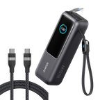 Anker Laptop Power Bank (25K, 165W, Built-In and Retractable Cables) and Anker USB-C to USB-C Cable (6 ft, 240W, Upcycled-Braided)