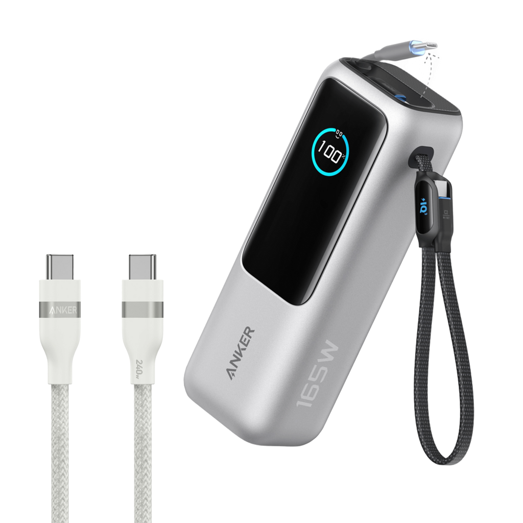 Anker Laptop Power Bank (25K, 165W, Built-In and Retractable Cables) WM