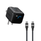 Anker Nano Charger (45W, Smart Display, 180° Foldable) and USB-C to USB-C Cable