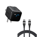 Anker Nano Charger (45W, Smart Display, 180° Foldable) and USB-C to USB-C Cable