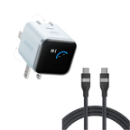 Anker Nano Charger (45W, Smart Display, 180° Foldable) and USB-C to USB-C Cable