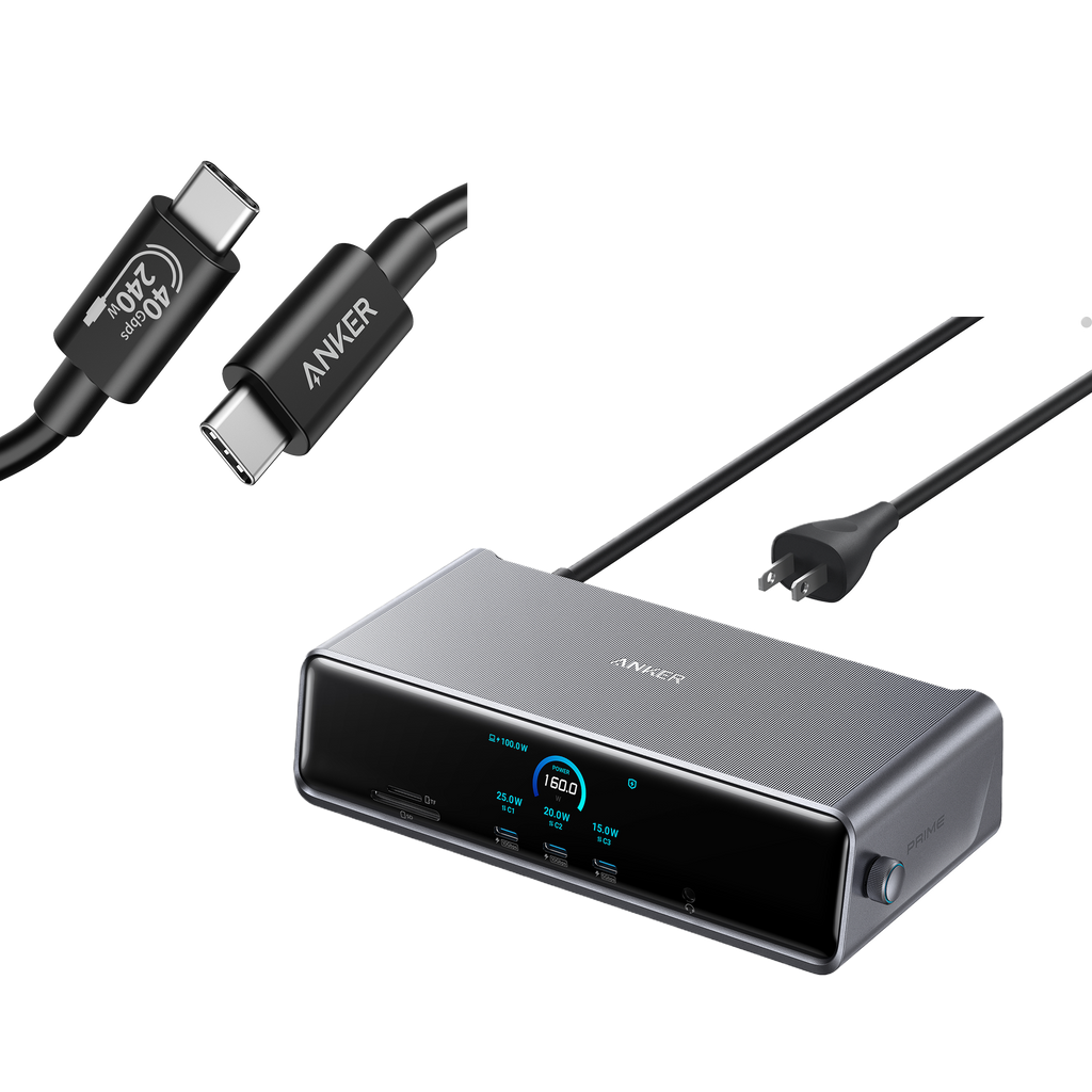 Anker Prime Docking Station (DL7400)  and USB-C to USB-C Cable (Thunderbolt 4 Compatible)