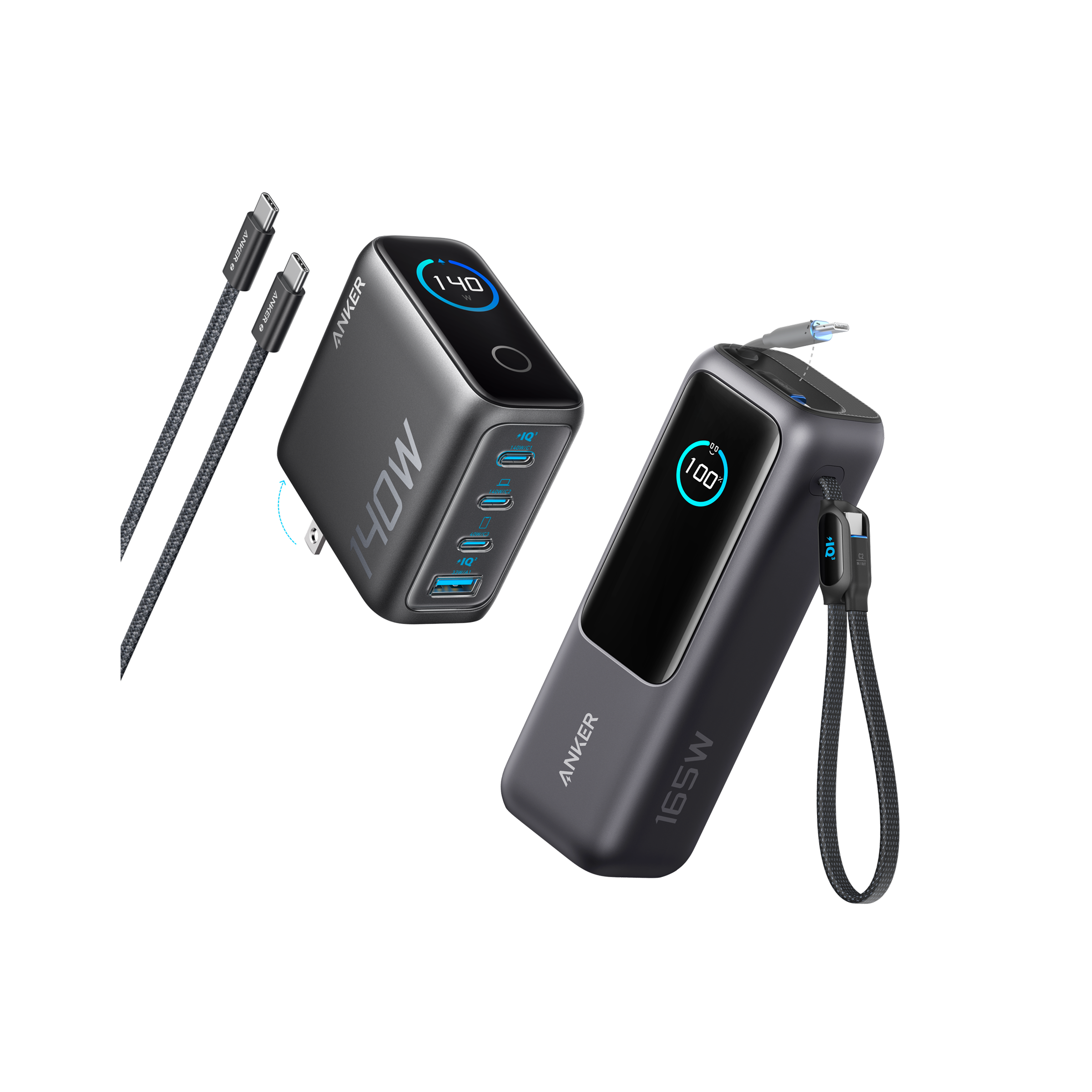 Anker Laptop Power Bank (25K, 165W, Built-In and Retractable Cables) WM