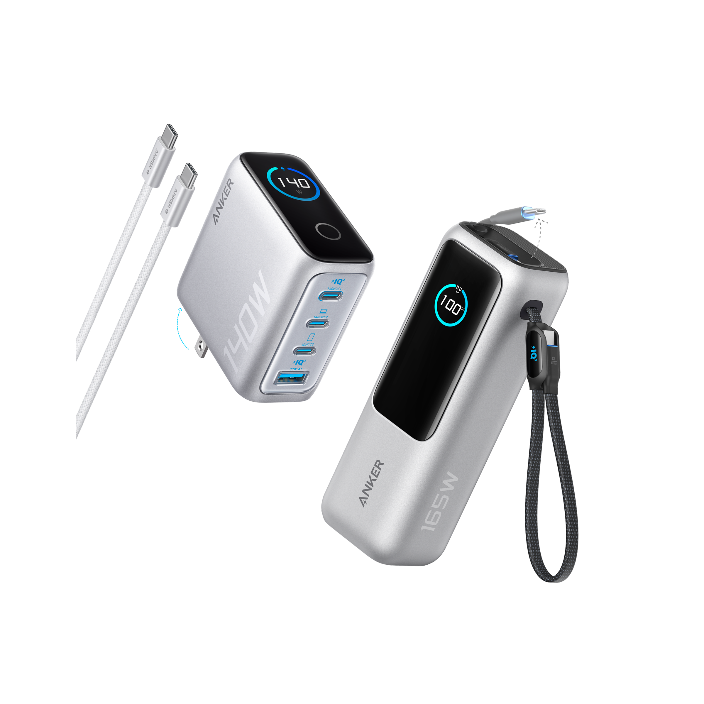 Anker Laptop Power Bank (25K, 165W, Built-In and Retractable Cables) WM